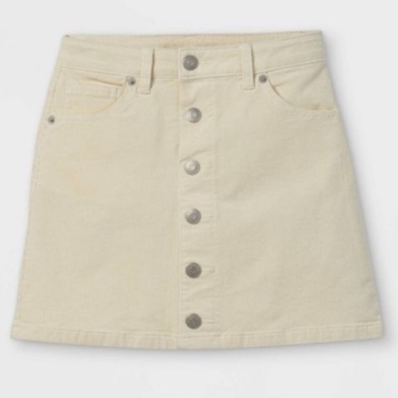 Cat & Jack | Ivory Cream Corduroy A-Line Skirt Girl Size 7-8 - Picture 1 of 8
